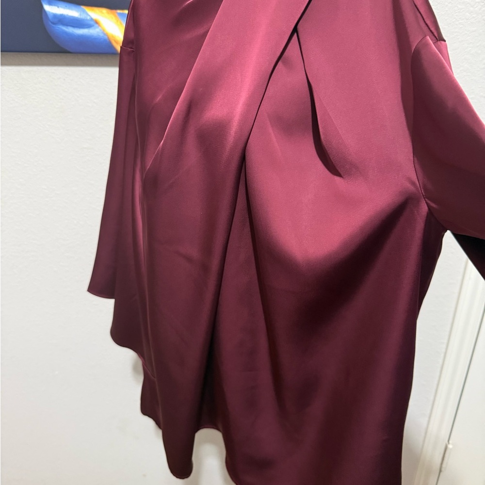 Eloquii Burgundy Satin Blouse - Picture 2 of 3